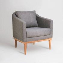 Poltrona Fixa Agatha Tecido Linho Pés Natural