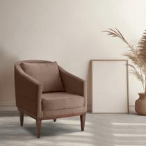 Poltrona Fixa Agatha Tecido Veludo Pés Imbuia