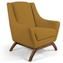 Poltrona Fixa Base De Madeira Veludo Mostarda Escuro Poltrona Fixa Base De Madeira Veludo Mostarda Escuro