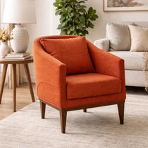 Poltrona Fixa Tecido Linho Pés Imbuia Agatha Poltrona Fixa Tecido Linho Pés Imbuia Agatha