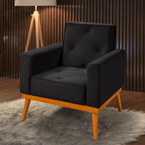 Poltrona Florença Base em Madeira Maciça Veludo Preto Poltrona Florença Base em Madeira Maciça Veludo Preto