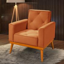 Poltrona Florença Base em Madeira Maciça Veludo Terracota Poltrona Florença Base em Madeira Maciça Veludo Terracota