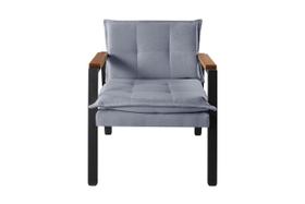 Poltrona Fortaleza Linho Cinza D28 Braços Em Madeira