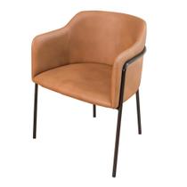 Poltrona Gama Estofada Caramelo Base de Aço Carbono Preto - 69302