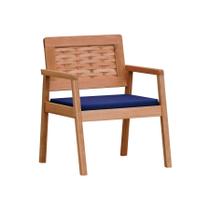 Poltrona Garden Madeira Maciça Assento Estofado Encosto Trançado Madeira - Natural