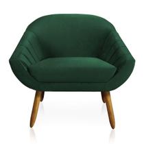 Poltrona Giovana Veludo Verde Esmeralda Pés Palito Castanho Poltrona Giovana Veludo Verde Esmeralda Pés Palito Castanho