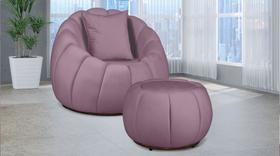 Poltrona Girat. Concha + Puff/Almofada Veludo Rose