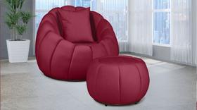 Poltrona Girat. Concha + Puff/Almofada Veludo Vermelho