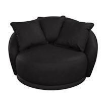 Poltrona Giratória 122cm Mercy material sintético Preto - Sallar Home