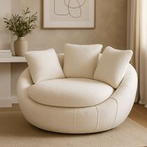 Poltrona Giratória 127cm Golden Bouclé Off White - Sallar Home Poltrona Giratória 127cm Golden Bouclé Off White - Sallar Home