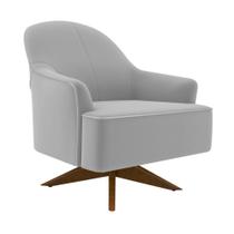 Poltrona Giratória 73cm Epic Veludo Cinza Claro - Sallar Home Poltrona Giratória 73cm Epic Veludo Cinza Claro - Sallar Home