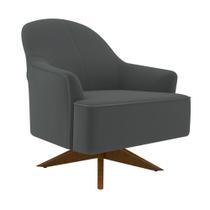 Poltrona Giratória 73cm Epic Veludo Cinza - Sallar Home Poltrona Giratória 73cm Epic Veludo Cinza - Sallar Home