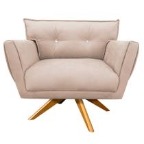 Poltrona Giratória Anitta com Strass Suede Base de Madeira MA30 D03 - D'Rossi