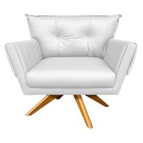 Poltrona Giratória Anitta material sintético Branco Base de Madeira Poltrona Giratória Anitta material sintético Branco Base de Madeira