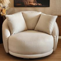 Poltrona Giratória Ayla, com Almofadas, Redonda, Estilo Organico em Linho - Larbelle Poltrona Giratória Ayla, com Almofadas, Redonda, Estilo Organico em Linho - Larbelle