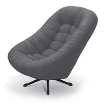 Poltrona Giratória com Balanço Mônaco Tecido Suede Veludo Cinza