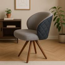 Poltrona Giratória com Revestimento em Linho Chumbo com material sintético Preto Dior Exclusiva