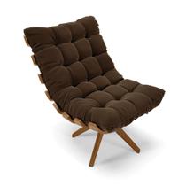 Poltrona Giratória Costela Suede Base de Madeira MA30 M11 - D'Rossi