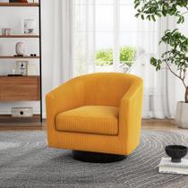Poltrona Giratória de Destaque UIXE em Veludo Cotelê Laranja 71x70x66 cm Poltrona Giratória de Destaque UIXE em Veludo Cotelê Laranja 71x70x66 cm
