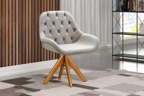 Poltrona Giratória de Madeira Cadeira Decorativa Sala, Escritório, Recepção Lua