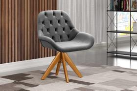 Poltrona Giratória de Madeira Cadeira Decorativa Sala, Escritório, Recepção Lua