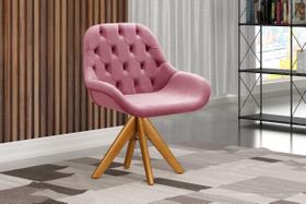 Poltrona Giratória de Madeira Cadeira Decorativa Sala, Escritório, Recepção Lua