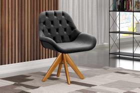 Poltrona Giratória de Madeira Cadeira Decorativa Sala, Escritório, Recepção Lua