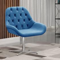 Poltrona Giratória de Metal Cadeira Decorativa Sala, Escritório, Recepção Lua Azul