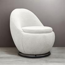 Poltrona Giratória Decorativa Forma Orgânica Reforçada Bouclé Dalila