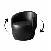 Poltrona Giratória Decorativa Sala Estar Orgânica Beatriz material sintético Preto - Montanaris Decor Poltrona Giratória Decorativa Sala Estar Orgânica Beatriz material sintético Preto - Montanaris Decor