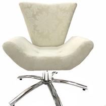 Poltrona Giratória Elegance 134 Jacquard Bege Forte