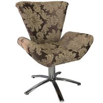 Poltrona Giratória Elegance Jacquard Marrom com Bege
