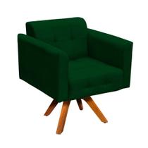 Poltrona Giratória Elisa Suede Verde Base Madeira Poltrona Giratória Elisa Suede Verde Base Madeira