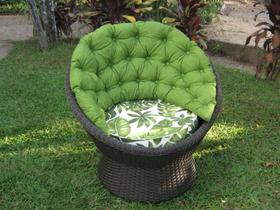 Poltrona Giratoria Fibra E Aluminio Para Jardim Sala E Varanda, Modelo Essencial