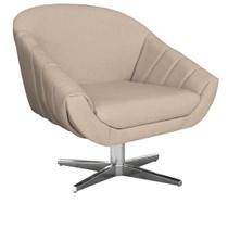 Poltrona Giratória Giovana Linho Grosso Bege Base Cromada Poltrona Giratória Giovana Linho Grosso Bege Base Cromada