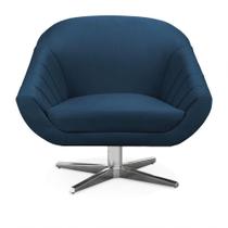 Poltrona Giratória Giovana Suede Base Cromada - D'rossi Cor Azul Marinho Poltrona Giratória Giovana Suede Base Cromada - D'rossi Cor Azul Marinho