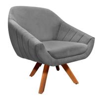 Poltrona Giratória Giovana Suede Base Madeira Drossi grafite Poltrona Giratória Giovana Suede Base Madeira Drossi grafite