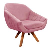 Poltrona Giratória Giovana Suede Base Madeira Drossi rose Poltrona Giratória Giovana Suede Base Madeira Drossi rose