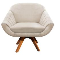 Poltrona Giratória Giovana Suede Base Madeira MM30 D'Rossi