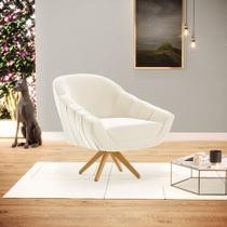 Poltrona Giratória Giovana Veludo Bege Base Madeira MA30 D03 - D'Rossi Poltrona Giratória Giovana Veludo Bege Base Madeira MA30 D03 - D'Rossi