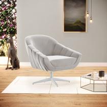 Poltrona Giratória Giovana Veludo Cinza Base Cromada D03 - D'Rossi Poltrona Giratória Giovana Veludo Cinza Base Cromada D03 - D'Rossi