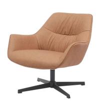 Poltrona Giratória Louvre Fratini Revestida em Poliuretano (PU) Caramelo Base Aço Preto