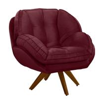 Poltrona Giratória Luisiana Veludo Vinho Base de Madeira K01 - D'Rossi Poltrona Giratória Luisiana Veludo Vinho Base de Madeira K01 - D'Rossi