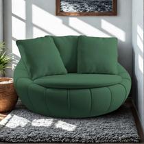 Poltrona Giratória Madeira Escritório Sala Quarto Almofadas Luxo Reforçada Verde