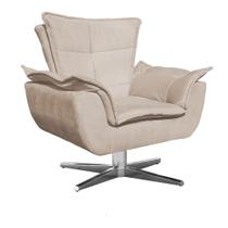 Poltrona Giratória Opala Suede Bege Base Estrela Cromada Poltrona Giratória Opala Suede Bege Base Estrela Cromada