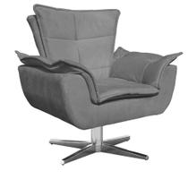 Poltrona Giratória Opala Suede Grafite Base Estrela Cromada Poltrona Giratória Opala Suede Grafite Base Estrela Cromada