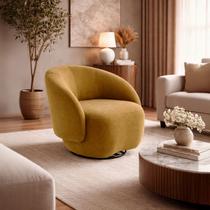 Poltrona Giratória Orgânica Grécia Veludo Amarelo NS Cor:Amarelo Poltrona Giratória Orgânica Grécia Veludo Amarelo NS Cor:Amarelo