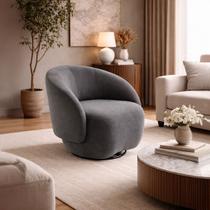 Poltrona Giratória Orgânica Grécia Veludo Cinza NS Cor:Cinza Poltrona Giratória Orgânica Grécia Veludo Cinza NS Cor:Cinza
