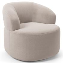 Poltrona Giratória Orgânica Para Sala de Estar Living Helena L02 Bouclê Creme - Lyam Decor