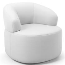 Poltrona Giratória Orgânica Para Sala de Estar Living Helena L02 Facto Branco - Lyam Decor